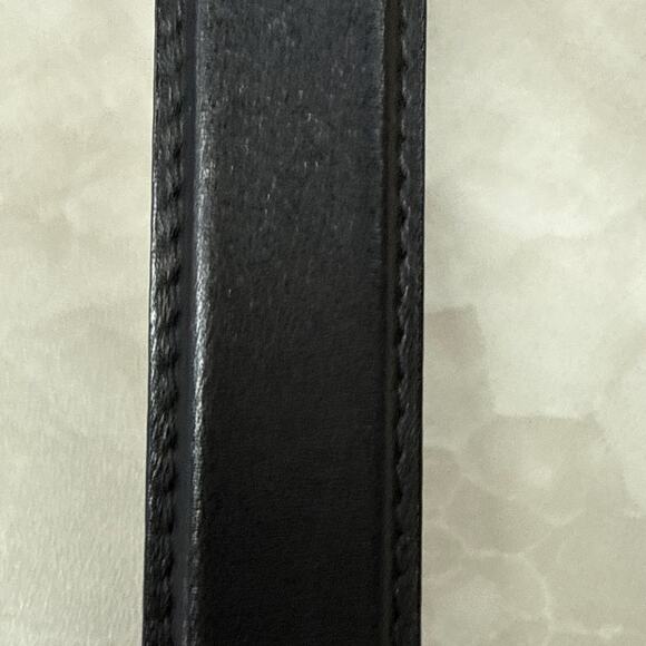 L. L. Bean Mens Black Leather Chino Belt Solid Brass Silver Tone Buckle Size 40 - Picture 5 of 7